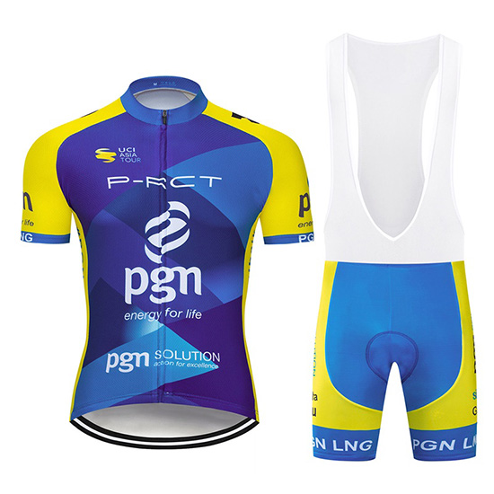 2019 Maillot PGN Tirantes Mangas Cortas Azul Aceso Amarillo